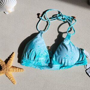 Swim systems Lovebirds Lace-Up Banded Halter Bikini Swimtop seaside palms Medium